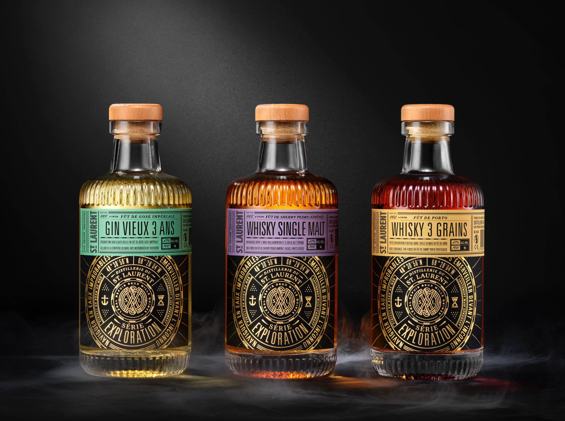 St. Laurent Exploration Series whiskey gin package design