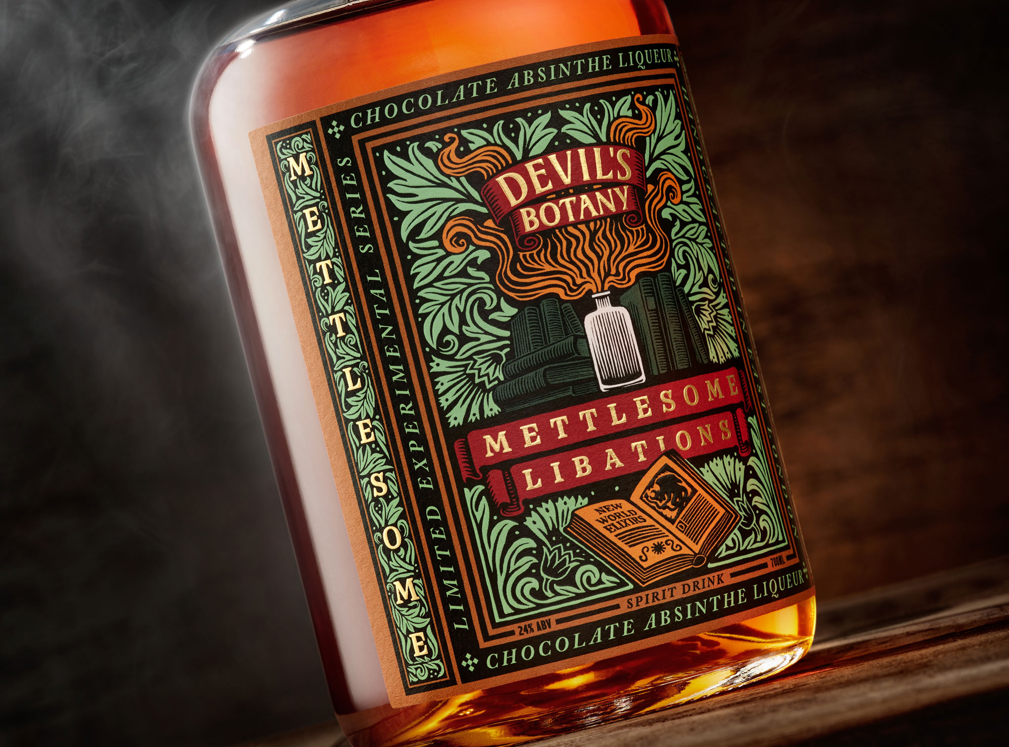 Devil's Botany Distillery's Mettlesome Libations package design by Chad Michael Studio