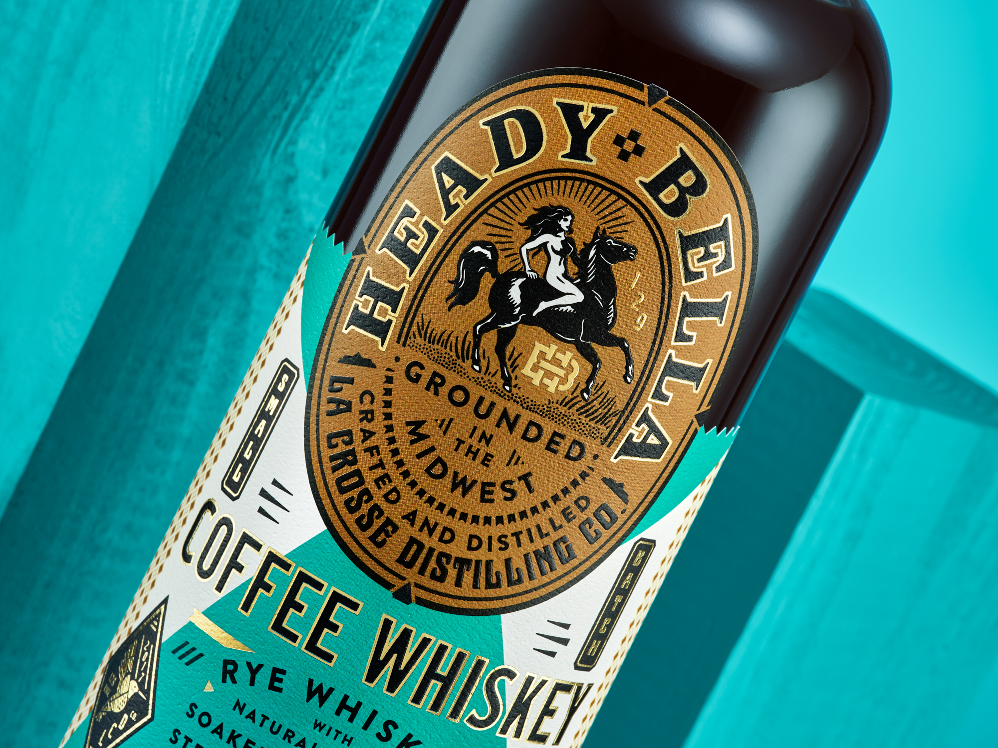 Heady Bella Coffee Whiskey brand and package design