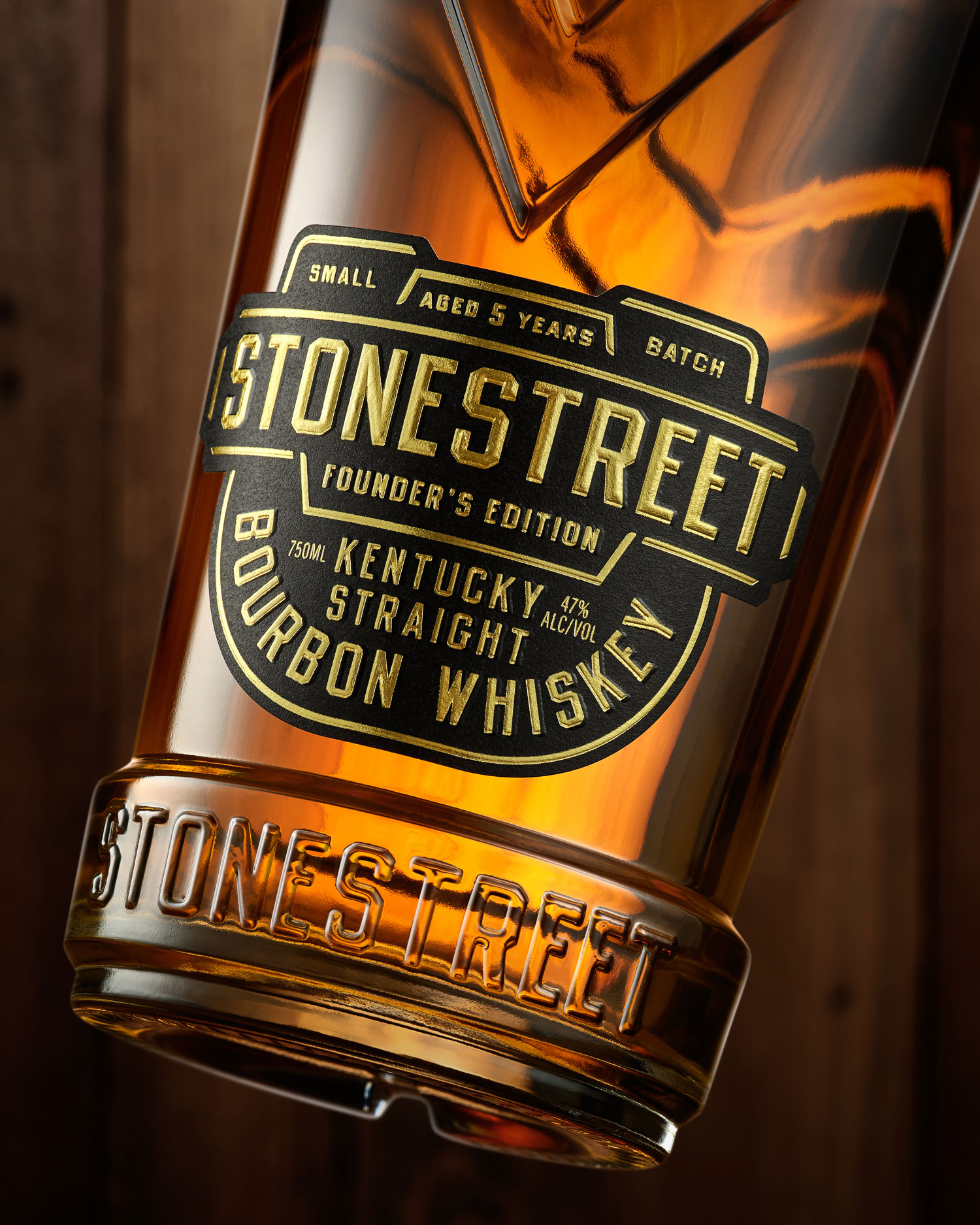Stonestreet Bourbon custom glass, brand, and package design. Beverage, alcohol packaging design