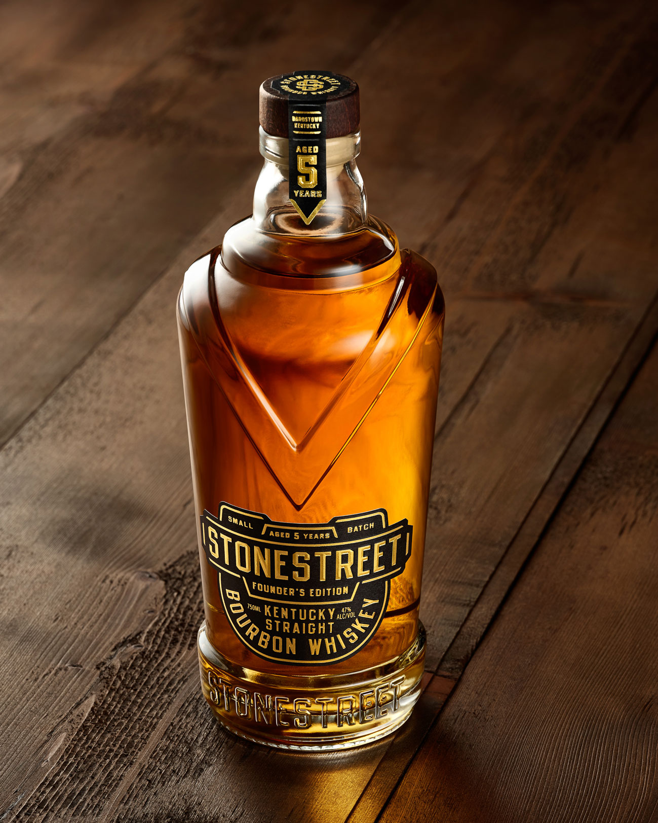 Stonestreet Bourbon custom glass, brand, and package design. Beverage, alcohol packaging design