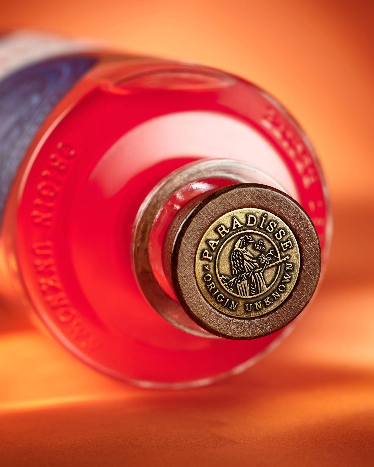 branding and package design for Paradisse Liqueur. Custom bottle and closure design.