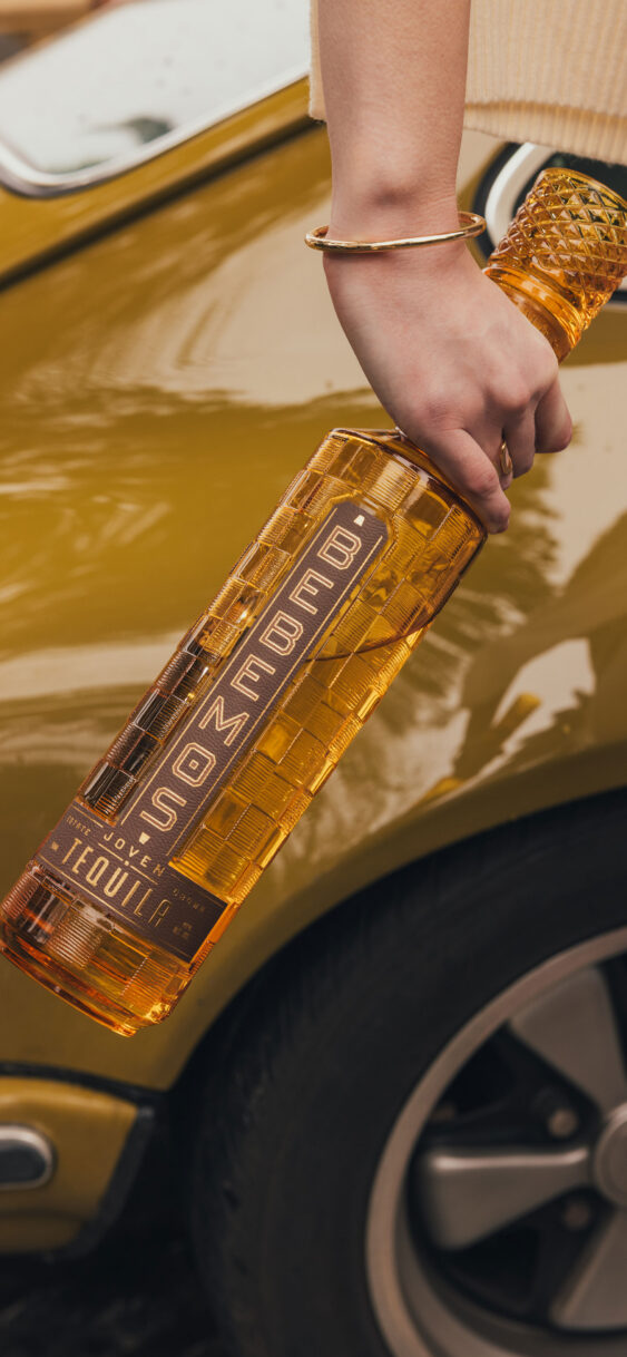 Bebemos California Tequila in retro, 1970s inspired custom bottle design